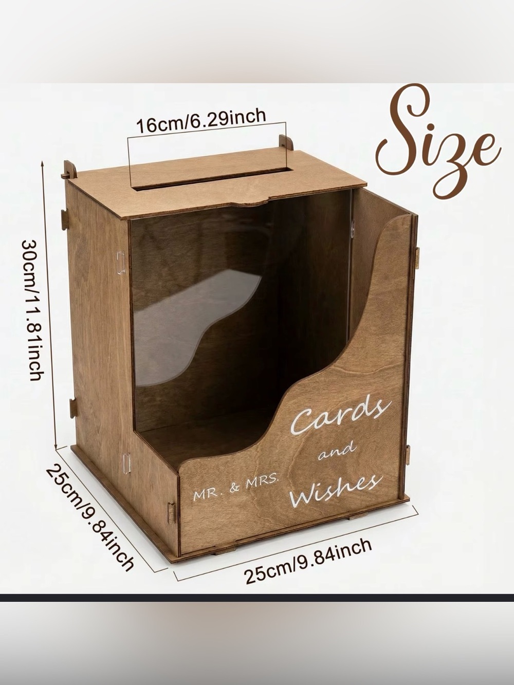 Wooden 'Cards and Wishes' Card Box - Brown